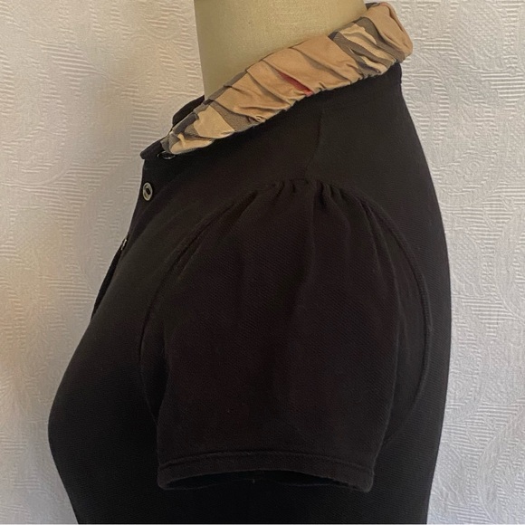 Burberry S cotton piqué gathered cap sleeve tshirt. - Picture 9 of 12